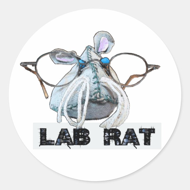 lab lab advice with big glasses mustache classic round sticker (Front)