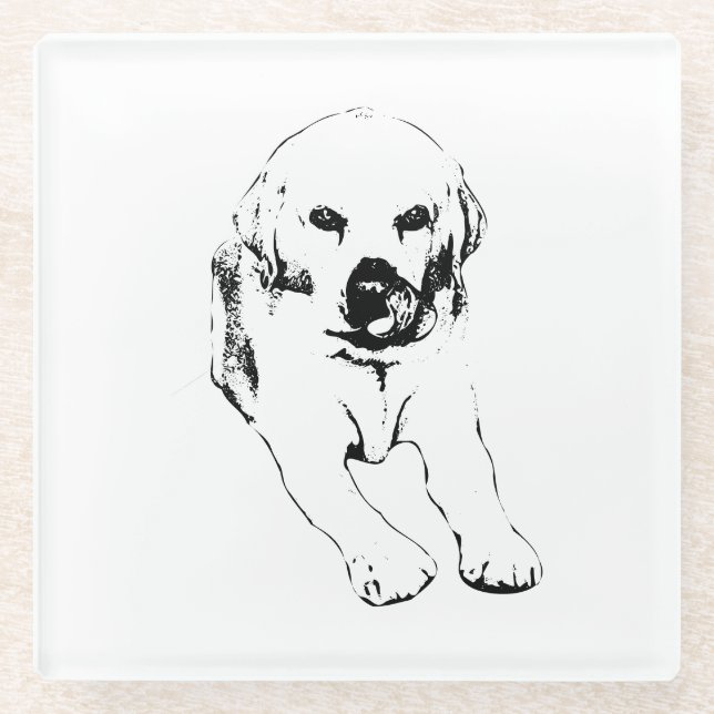 Lab lick coaster, merry neat glass coaster (Front)