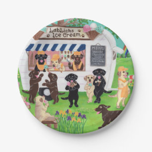 Lab Licks Ice Cream Labradors Paper Plate