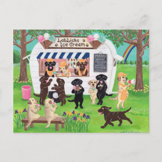 Lab Licks Ice Cream Labradors Postcard (Front)