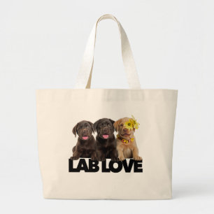 Lab Love labrador retriever chocolate yellow black Large Tote Bag