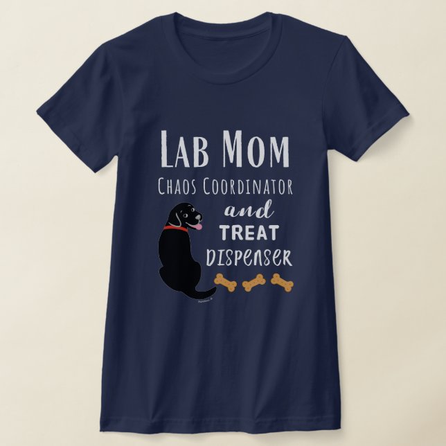 Lab Mum chaos coordinator Black Labrador T-Shirt (Laydown)