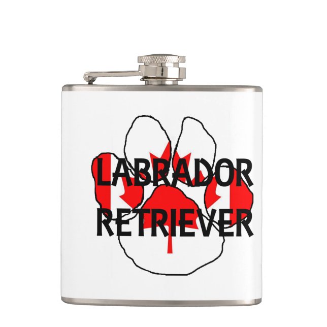 lab name Canadian-Flag paw Hip Flask (Front)