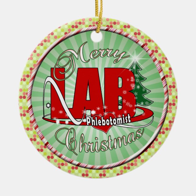 LAB PHLEBOTOMIST CHRISTMAS CERAMIC TREE DECORATION (Front)