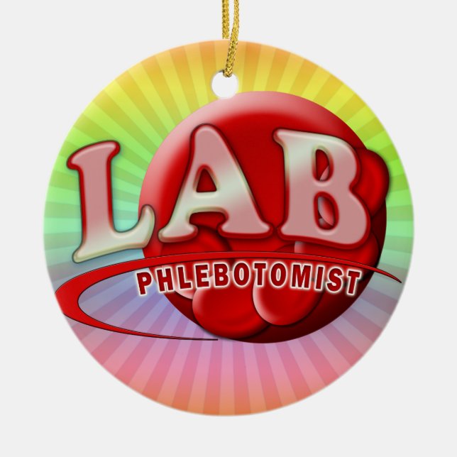 LAB PHLEBOTOMIST RBC LOGO CERAMIC TREE DECORATION (Front)