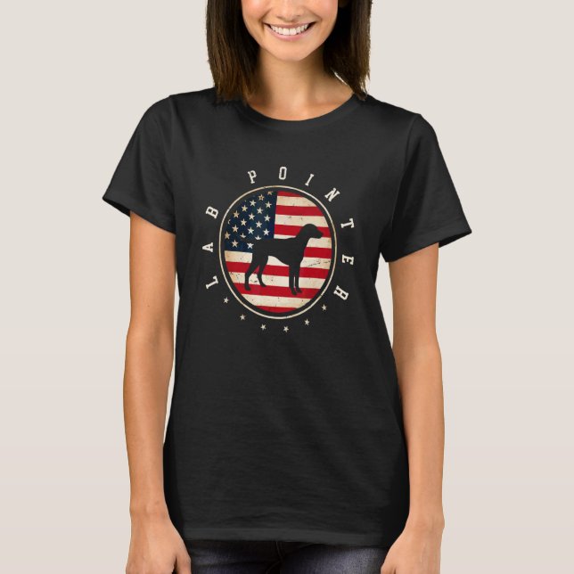 Lab Pointer Usa Flag 4th July Dog Mum Dad T-Shirt (Front)