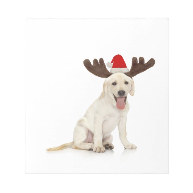 Lab Puppy Wearing Antlers Notepad (Front)