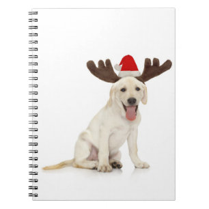 Lab Puppy Wearing Antlers Spiral Notebook