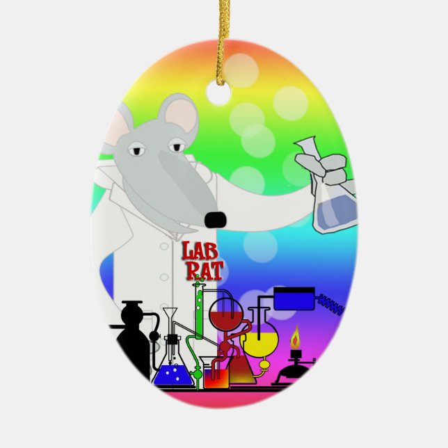 LAB RAT CHEMISTRY CERAMIC TREE DECORATION (Front)