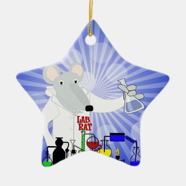 LAB RAT CHEMISTRY CERAMIC TREE DECORATION (Front)
