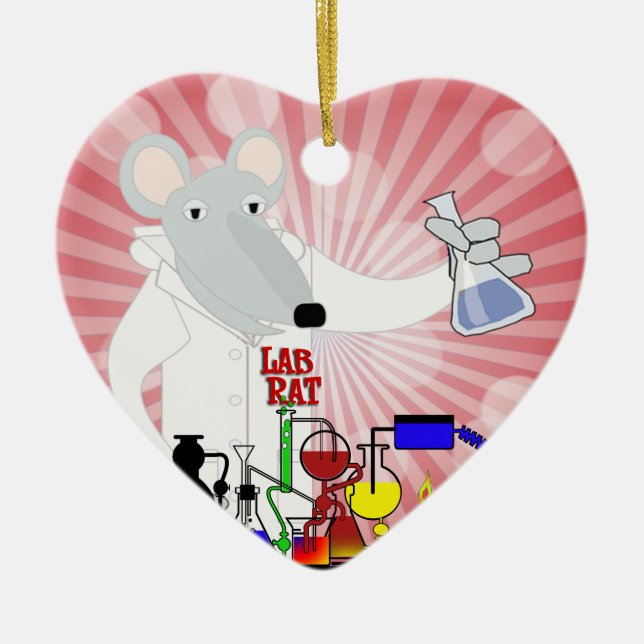 LAB RAT CHEMISTRY CERAMIC TREE DECORATION (Front)