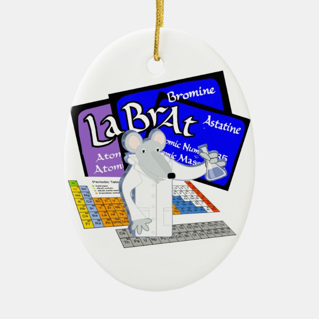 LAB RAT SCIENTIST LABORATORY PERIODIC TABLE CERAMIC TREE DECORATION (Front)