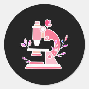 Lab Science Floral Microscope Biologist Science Va Classic Round Sticker