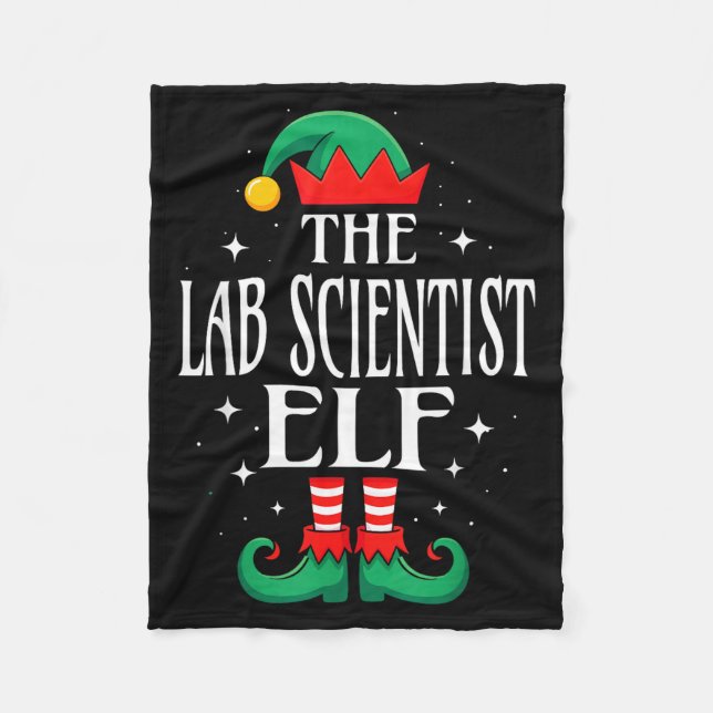 Lab Scientist Elf Job Title Funny Christmas Matchi Fleece Blanket (Front)