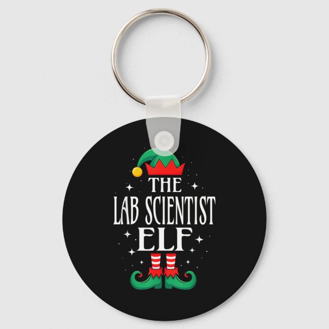 Lab Scientist Elf Job Title Funny Christmas Matchi Key Ring (Front)