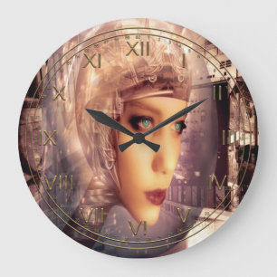Lab Security Cyborg Babe Large Clock