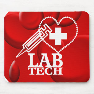 LAB TECH HEART SYRINGE LOGO - LABORATORY SCIENTIST MOUSE PAD