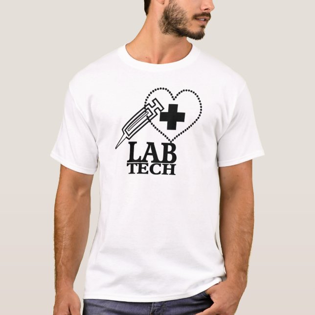 LAB TECH HEART SYRINGE LOGO - LABORATORY SCIENTIST T-Shirt (Front)
