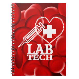 LAB TECH HEART  SYRINGE LOGO SPIRAL NOTEBOOK