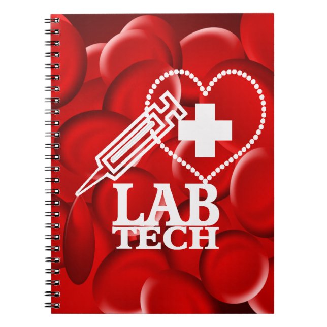 LAB TECH HEART  SYRINGE LOGO SPIRAL NOTEBOOK (Front)