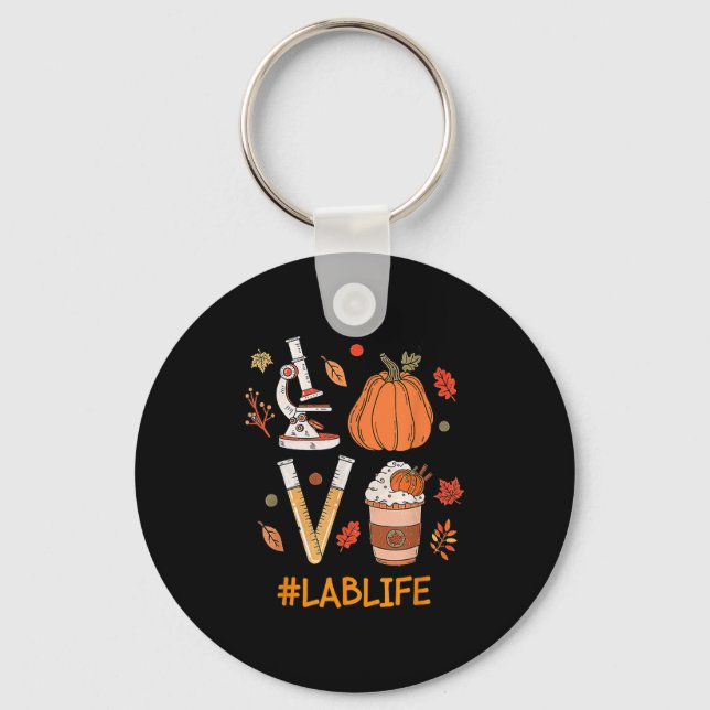 Lab Tech Laboratory Scientist Fall Pumpkin Spice L Key Ring (Front)
