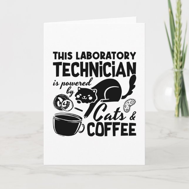 Lab Tech Laboratory Technician Cats Coffee Science Card (Front)