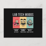 Lab Tech Moods Laboratory Science Technician Gift Postcard<br><div class="desc">This funny laboratory technician design for women and men who love their laboratory and science job. Show that you are a proud lab tech. On the laboratory motive is the quote Lab Tech Moods.</div>