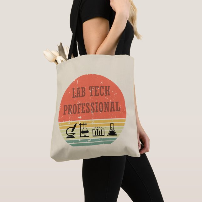 Lab tech professional vintage sunset retro tote bag (Close Up)