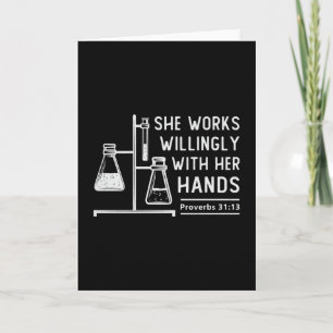 Lab Tech She Works Willingly Laboratory Science Card