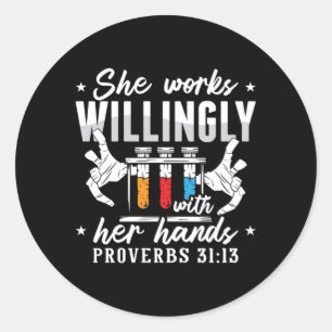 Lab Tech She Works Willingly Laboratory Technician Classic Round Sticker