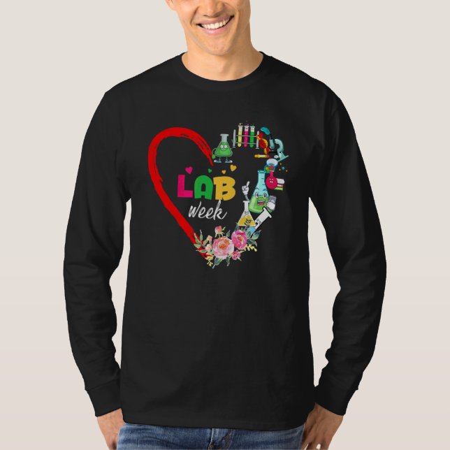 Lab Week 2022 Laboratory Tech Heart  Technologist T-Shirt (Front)