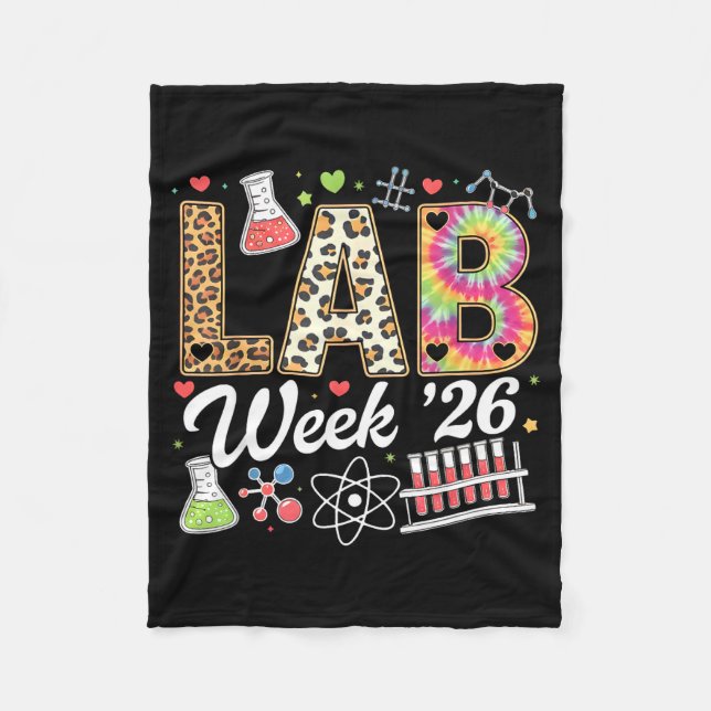 Lab week 2026 laboratory tech leopard medicalLab w Fleece Blanket (Front)