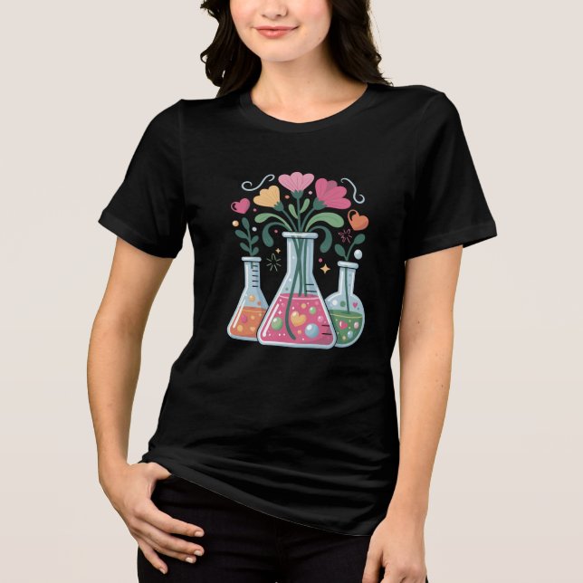 Lab Week Floral Chemistry – Fun Science Tri-Blend Shirt (Front)