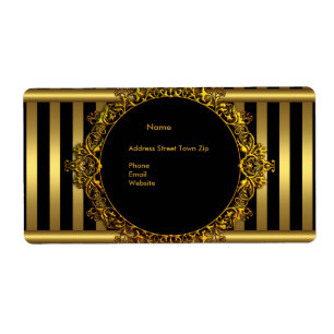 Label Address Black Gold Stripe