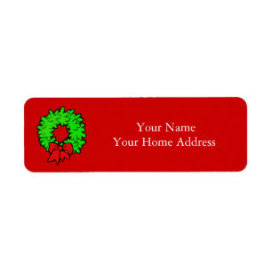 Label Address Label with Christmas Wreath