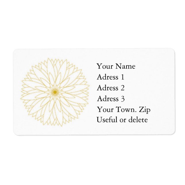 Label Adress Complete Large, white, gold (Front)