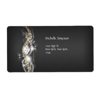 Label Black Grey White Gold Diamond Address