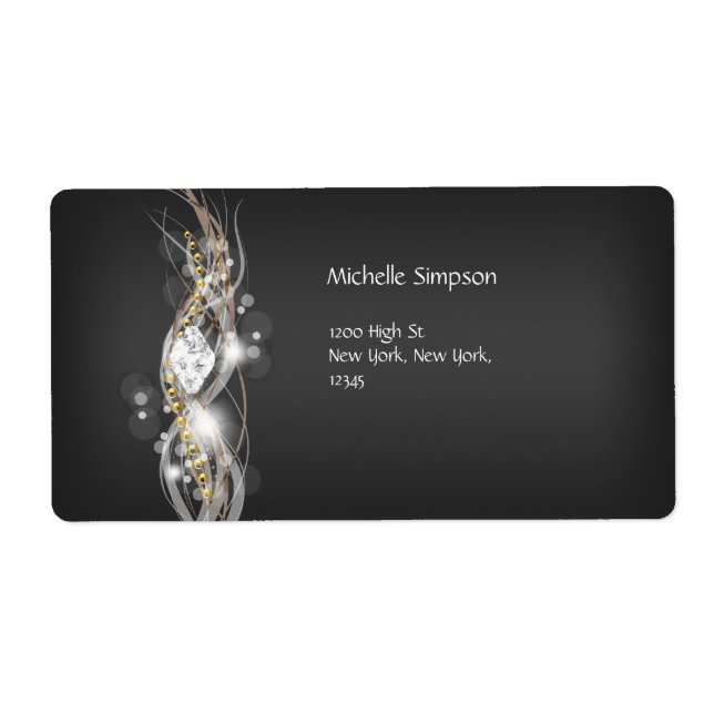 Label Black Grey White Gold Diamond Address (Front)
