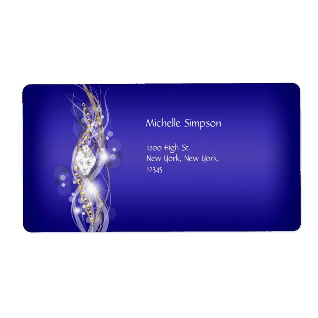 Label Blue White Gold Diamond Address (Front)
