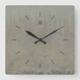 LABEL CONCRETE SMOOTH | industrial decor Square Wall Clock