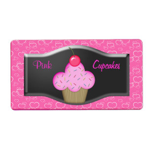 Label Cute Pink Cupcakes Labels