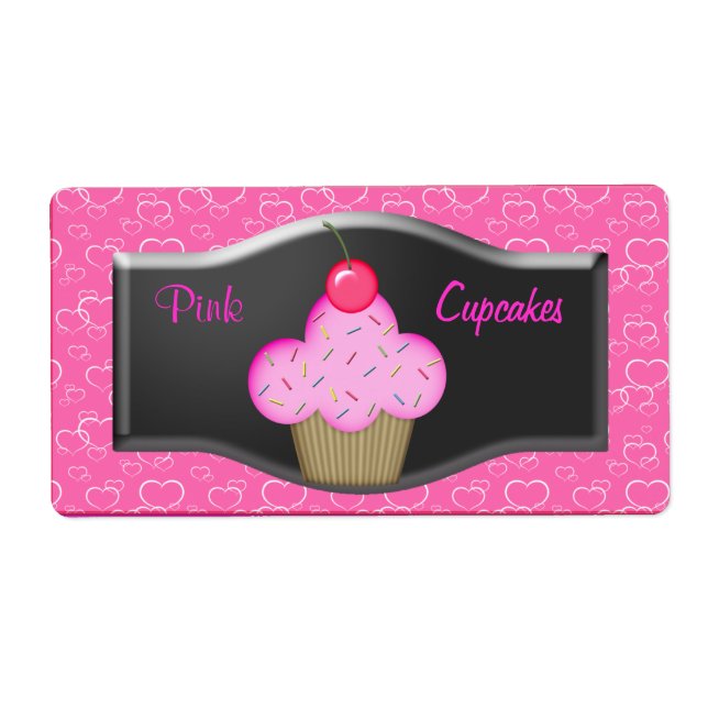 Label Cute Pink Cupcakes Labels (Front)