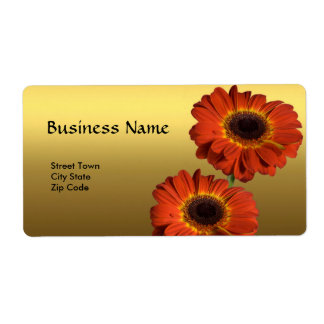 Label Elegant Personal Business Gold Orange Flower