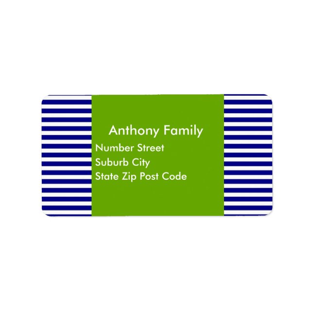 Label Green & Navy White Stripe (Front)
