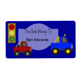 Label Kids Book Labels Stickers Large Size Trucks