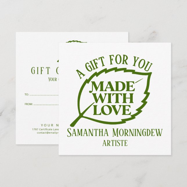 Label of Nature - MADE WITH LOVE - LEAF 1 voucher Card (Front/Back)