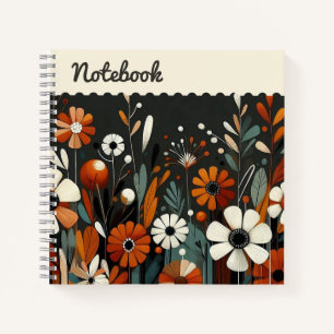 Label Rustic Orange Wildflower with Golden Accents Notebook