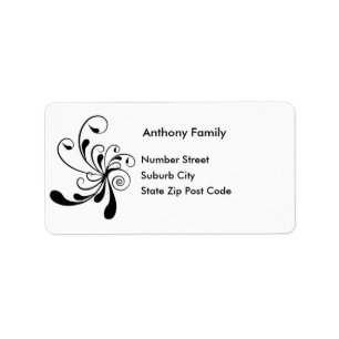 Label White with Black Floral Abstract