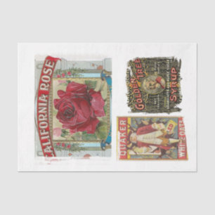 labels 18 10x15 Vintage Food Decoupage Tissue Paper