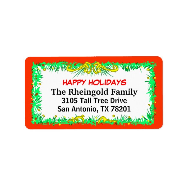 Labels - Christmas -Red Border Family Label (Front)